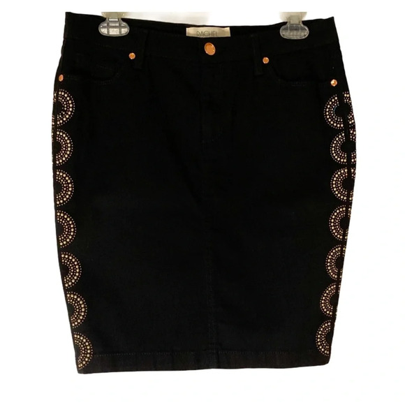 RACHEL ROY Denim Pencil Cut With Studs Mini Skirt Size 28 - Picture 1 of 6